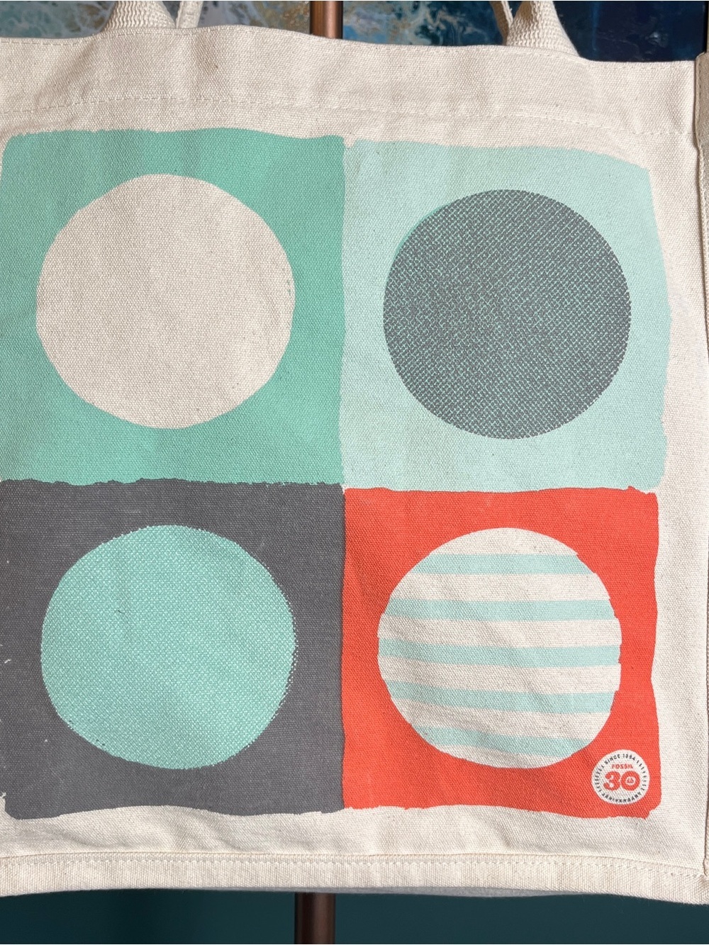 Fossil 30th Anniversary Canvas Tote Geometric Design - Picture 2 of 9